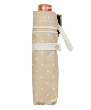 MOONBAT POLO RALPH LAUREN 晴雨兼用日傘 折りたたみ傘 ドット×グログラン／一級遮光 遮熱 UV ベージュ