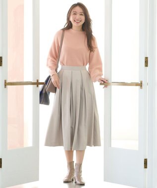 ANY L 【ウエストゴム】ベロアタッチタックスカート アイボリー