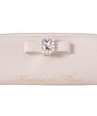 Maison de FLEUR パールビジュー合皮リボンロングポーチ Pink