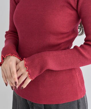 Green Parks ・ＡＮＤＳＥＡＲＣＨ　メランジリブハイネックニット Red