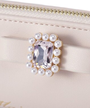 Maison de FLEUR パールビジュー合皮リボンロングポーチ Pink