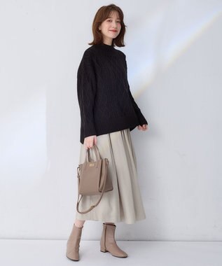 ANY 【ウエストゴム】ベロアタッチタックスカート アイボリー