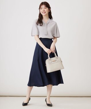 ANY SIS 【UVケア】ボウタイフレアスリーブ ニット ライトグレー