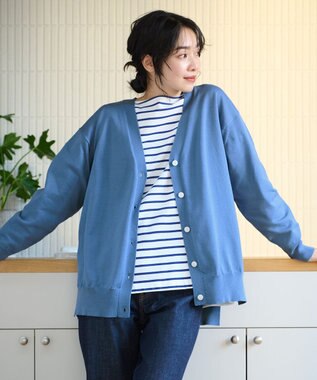 ANY 【洗濯機可能・UVケア】Ｖネック カーディガン ブルー