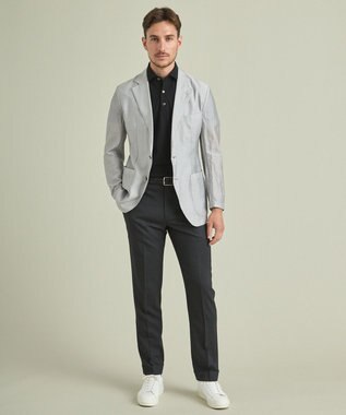 GOTAIRIKU ロングセラー【洗える/折り目加工/シワになりにくい/ウエストアジャスター】ウォッシャブル サマーウール100％パンツ_定番色(ノータック)25年モデル グレー系