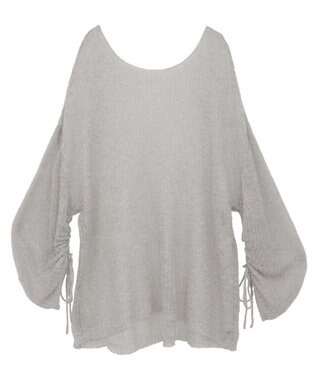 YECCA VECCA 袖シャーリングシアーニット Gray Mixture