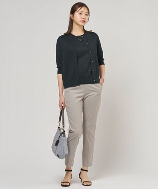 J.PRESS LADIES L Vis/Peスパーク クルーネック カーディガン ネイビー系