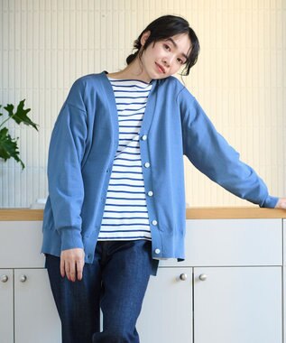 ANY 【洗濯機可能・UVケア】Ｖネック カーディガン ブルー
