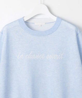 自由区 L グラフィックジャカード ニット サックス×オフ