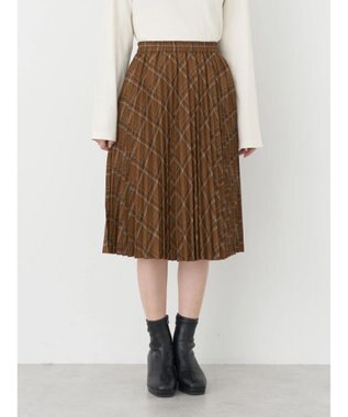 earth music&ecology すきな丈プリーツスカート Check Yellow