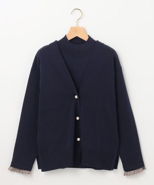 組曲 【2SET・WEB限定】パールボタン配色フリルツイン セット ネイビー系
