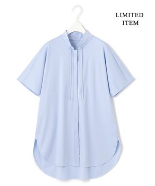 ICB 【WEB限定】ブラウスライクスムース スタンドカラーカットソー スカイブルー系