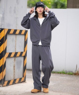 WEGO 【ユニセックス着用ITEM/MLサイズ展開/ウエストゴム】ボンディングスウェットパンツ ブラック中濃色