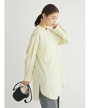 Green Parks イージーケア　比翼ボタンチュニック Lime Green