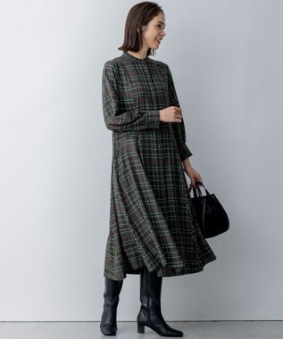 組曲 L シアーツイルチェック ワンピース グリーン系9