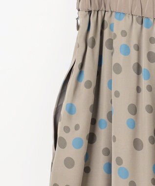 自由区 L マルチポルカドットプリント スカート モカベース