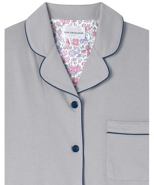 une nana cool 【綿100%】スビン天竺 半袖開襟パジャマ MADE WITH LIBERTY FABRIC グレー