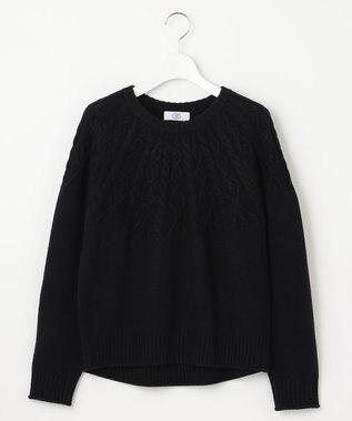 J.PRESS LADIES L 【WEB限定・洗える】 EIGER CORD 求心編み ニット ブラック系