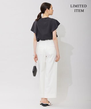 ICB 【WEB限定・洗える】BackSatinGeorgette ラッフルブラウス グレー系