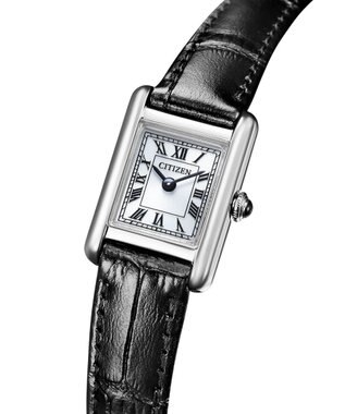 CITIZEN 【電池交換不要】ヴィンテージ調の小ぶりなスクウェアウオッチ EG2790-12A シルバー