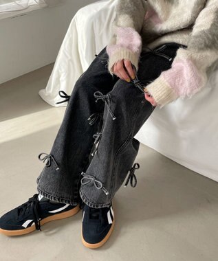 WEGO リボンストレートデニムパンツ ブラックその他