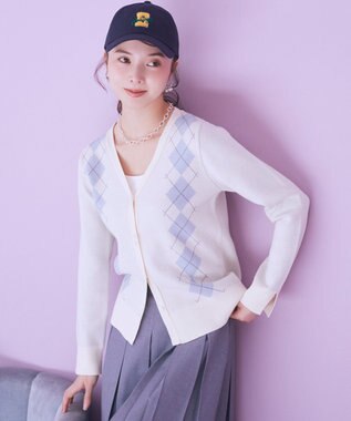 earth music&ecology アーガイルニットカーディガン