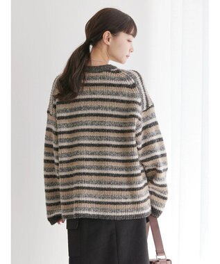 AMERICAN HOLIC グラデーションボーダーニットプルオーバー Black