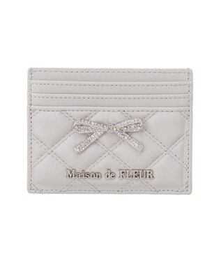 Maison de FLEUR リボンビジューキルティングカードケース Grayish Blue