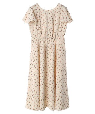 earth music&ecology フロントギャザーフラワーワンピース Beige