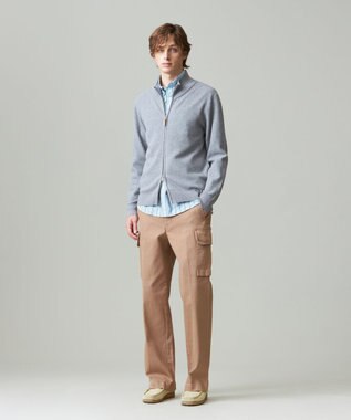 J.PRESS MEN 【ストレッチ性 / イージーケア】【FLEX YARN】フルジップニットカーディガン ライトグレー系