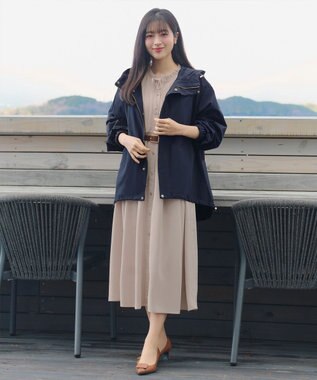 Tiaclasse L 襟フリルリボンワンピース ベージュ