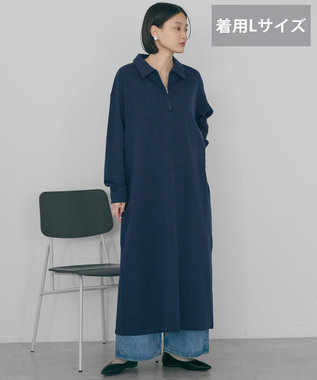 AMERICAN HOLIC 【選べる丈】ハーフZIPワンピース Navy
