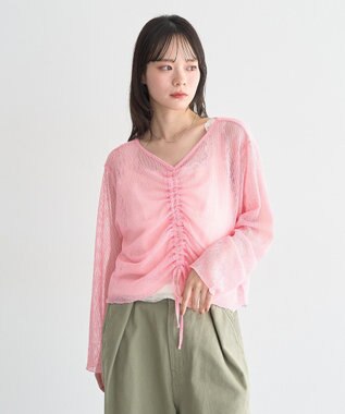 earth music&ecology フロントドロストシアープルオーバー Pink