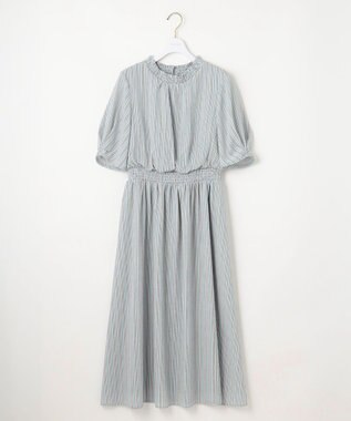 ANY SIS 【洗える】サッカーストライプ ワンピース ブルーベース