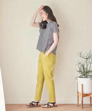 ANY L 【洗濯機可能】ライトリネンクロス　フレアスリーブ ギンガム