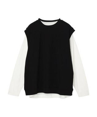 CRAFT STANDARD BOUTIQUE 梨地カットベスト＋Ｌ／Ｓ　ＴＥＥーＳＥＴ Black