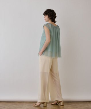 GRACE CONTINENTAL チュールタックノースリーブ ライトグリーン