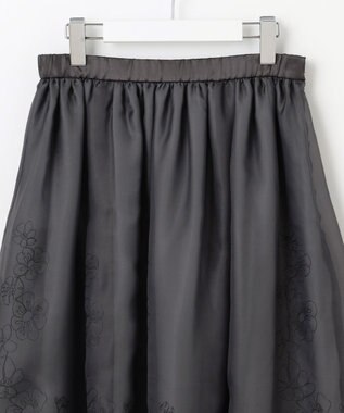 自由区 【洗える】シアーパネルエンブロイダリー スカート スチール