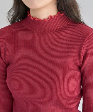 Green Parks ・ＡＮＤＳＥＡＲＣＨ　メランジリブハイネックニット Red