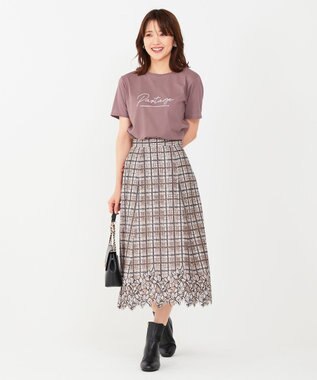 ANY SIS S ロゴ刺繍 Tシャツ モカピンク