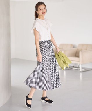 ANY 異素材コンビフリルスリーブプルオーバー オフ