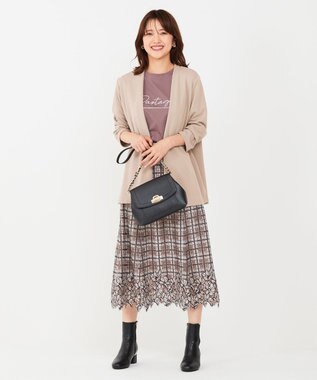 ANY SIS S ロゴ刺繍 Tシャツ モカピンク