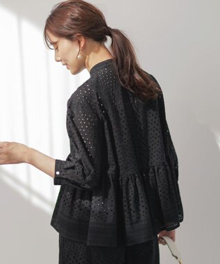 組曲 【先行予約】エンブロイダリーレーススタンドネック ブラウス ブラック系
