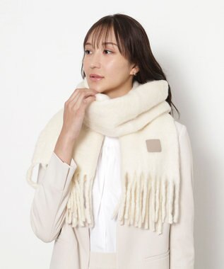 MOONBAT 【WEB限定】FURLA ウール混シャギー無地マフラー/幅40cm オフホワイト