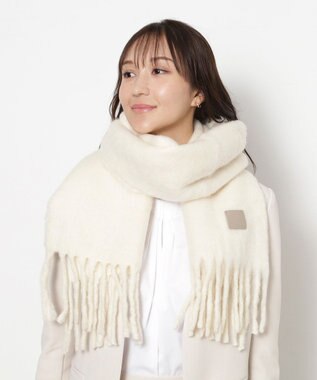 MOONBAT 【WEB限定】FURLA ウール混シャギー無地マフラー/幅40cm オフホワイト