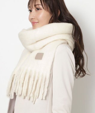 MOONBAT 【WEB限定】FURLA ウール混シャギー無地マフラー/幅40cm オフホワイト