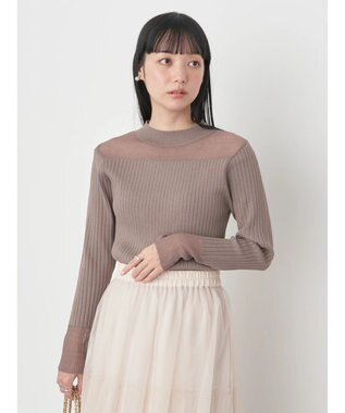 earth music&ecology 部分シアーニットプルオーバー Gray Beige
