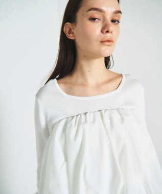 GRACE CONTINENTAL タフタケープ付ニットトップ ホワイト