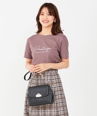 ANY SIS S ロゴ刺繍 Tシャツ モカピンク