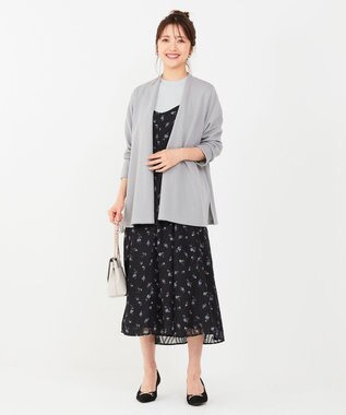 ANY SIS 【2SET】フラワーキャミ ワンピース × リブインナー ブラック系×アイスグレー